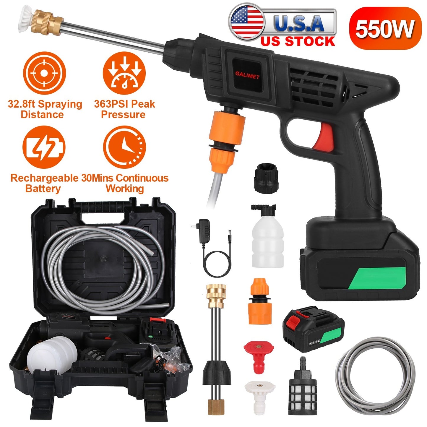 JetStream 48V Cordless Power Washer 363PSI with Battery