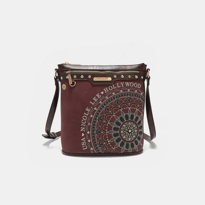 Nicole Lee USA Metallic Stitching Embroidery Inlaid Rhinestone Crossbody Bag - Premium Wallet from Trendsi - Just $58.99! Shop now at Handbags Specialist Headquarter