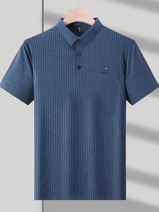 Men's Plus Size Ribbed Short Sleeve Polo Shirt - Premium Men's Polo shirt from Trendsi - Just $60.99! Shop now at Handbags Specialist Headquarter
