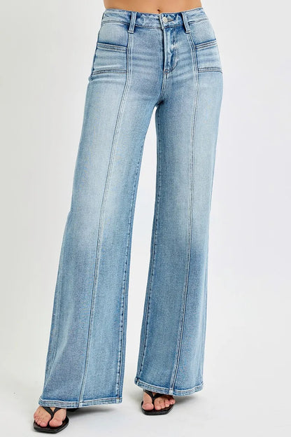 RISEN Full Size Mid Rise Wide Jeans with Front Patch Pocket Plus Size - Premium Women / Jeans & Denim from Trendsi - Just $66.99! Shop now at Handbags Specialist Headquarter
