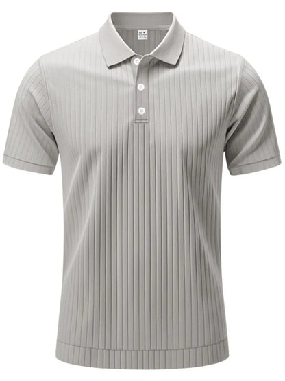 Men's Full Size Ribbed Short Sleeve Polo Plus Size - Premium Men's Polo shirt from Trendsi - Just $30.99! Shop now at Handbags Specialist Headquarter