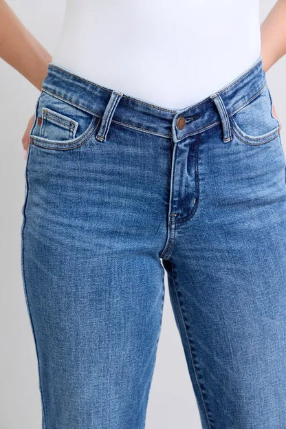 Judy Blue Full Size High Waist V-Front Vintage Wash Straight Jeans Plus Size - Premium Women / Jeans & Denim from Trendsi - Just $63.99! Shop now at Handbags Specialist Headquarter
