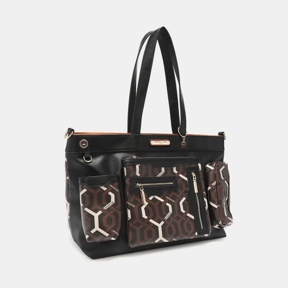 Nicole Lee USA Geometric Pattern Large Handbag - Premium Tote Bag from Trendsi - Just $68.99! Shop now at Handbags Specialist Headquarter