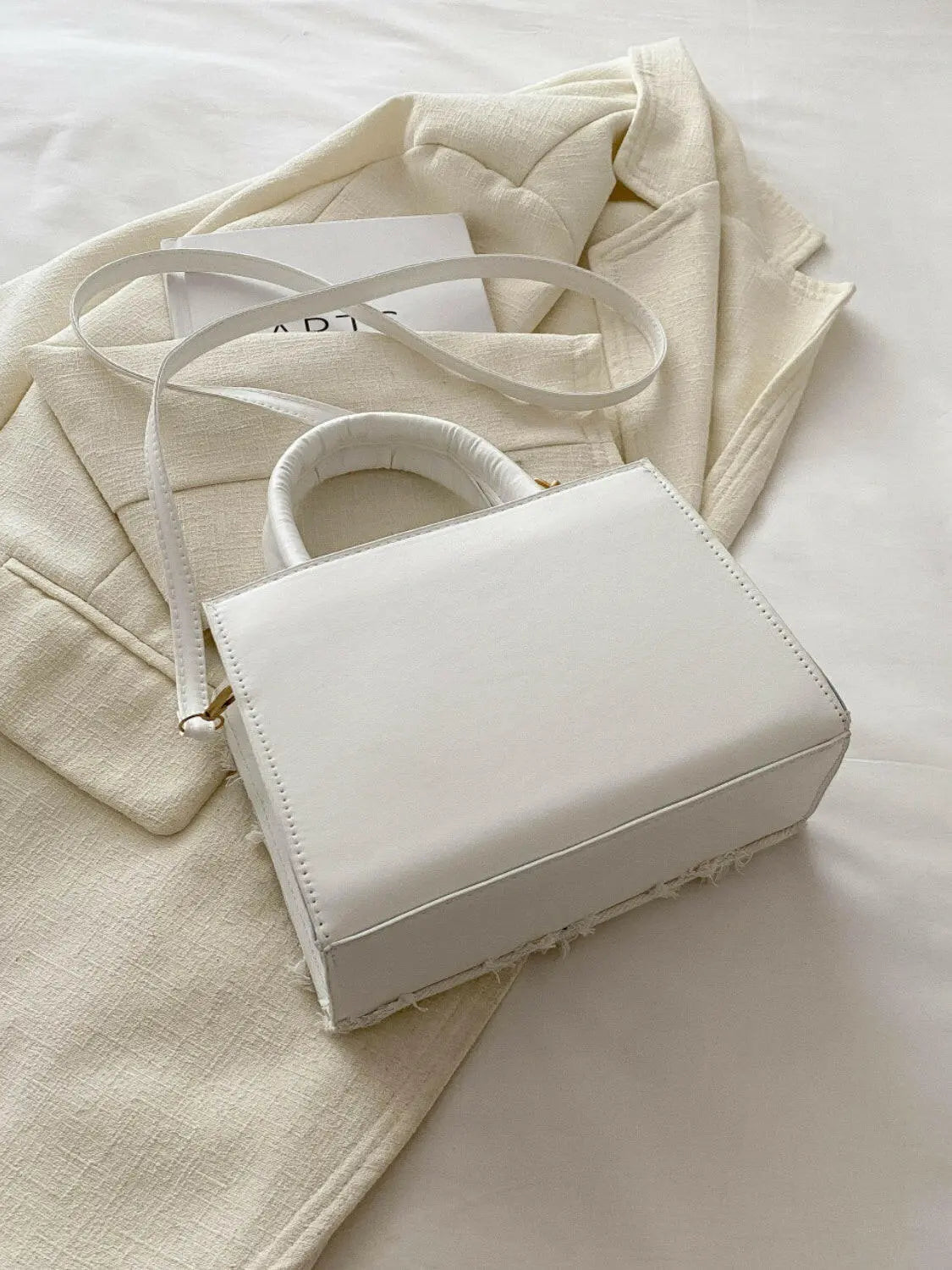 Raw Hem Denim PU Leather Handbag.