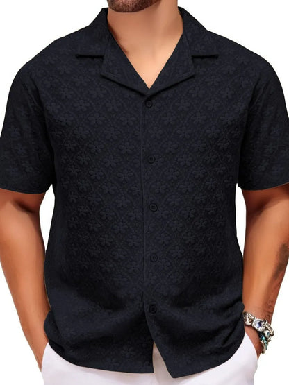 Men's Plus Size Button Down Short Sleeve Shirt - Premium Men's Shirt's from Trendsi - Just $30.72! Shop now at Handbags Specialist Headquarter