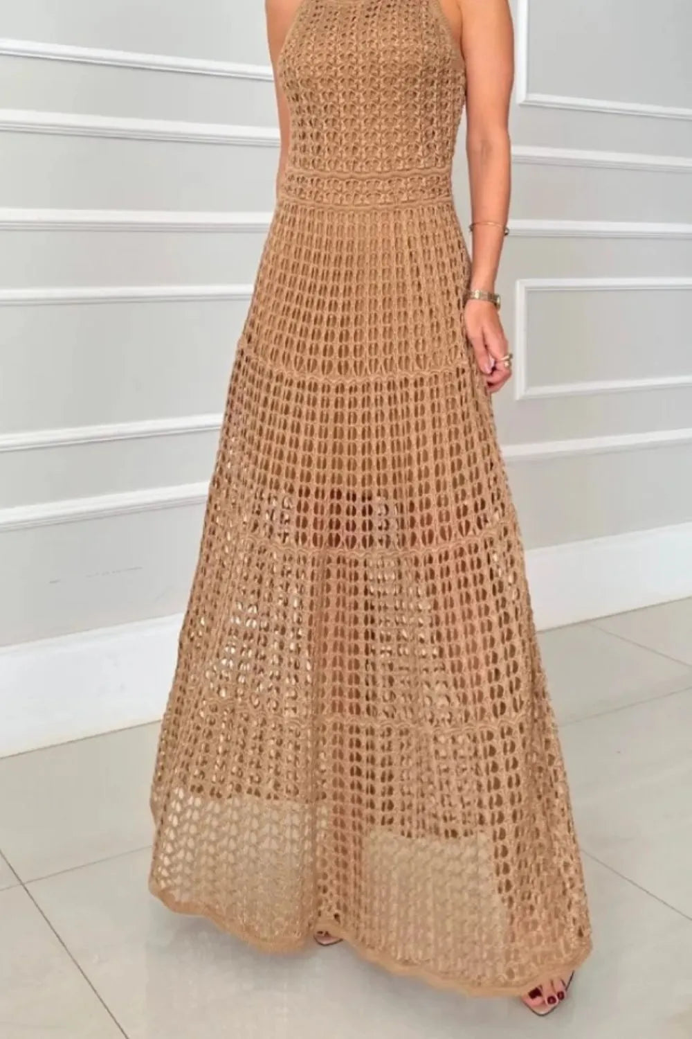 Hollowed-Out Sleeveless Maxi Dress - Premium Maxi Dress from Trendsi - Just $48.99! Shop now at Handbags Specialist Headquarter