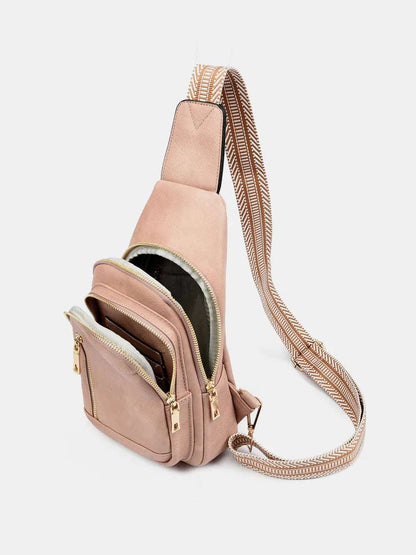 PU Leather Adjustable Strap Crossbody Bag - Premium Crossbody Bag from Trendsi - Just $37.99! Shop now at Handbags Specialist Headquarter