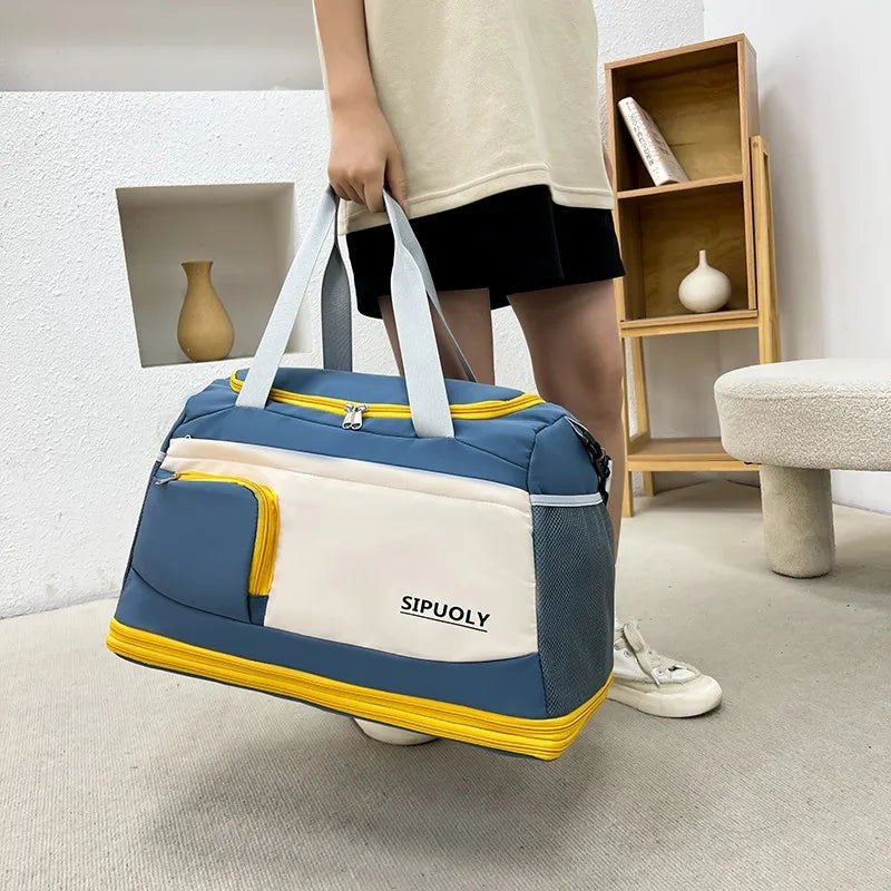 Color Block Oxford Cloth Travel Bag - Premium travel-bag from Trendsi - Just $39.99! Shop now at Handbags Specialist Headquarter