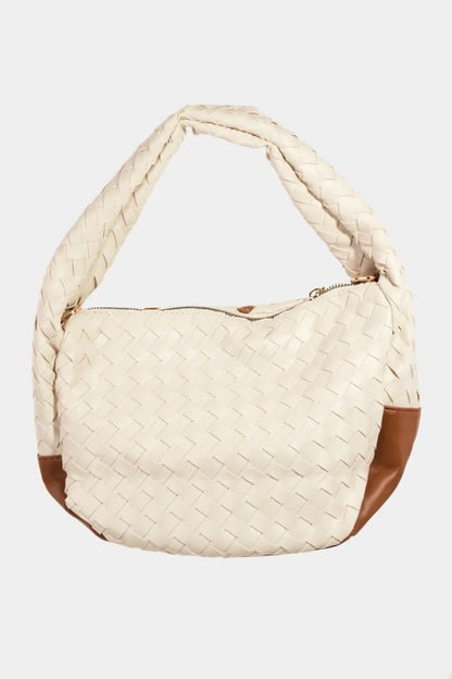 Fame Tassel Detail Weave Semi Circle Bag - Premium Tote Bag from Trendsi - Just $42.99! Shop now at Handbags Specialist Headquarter