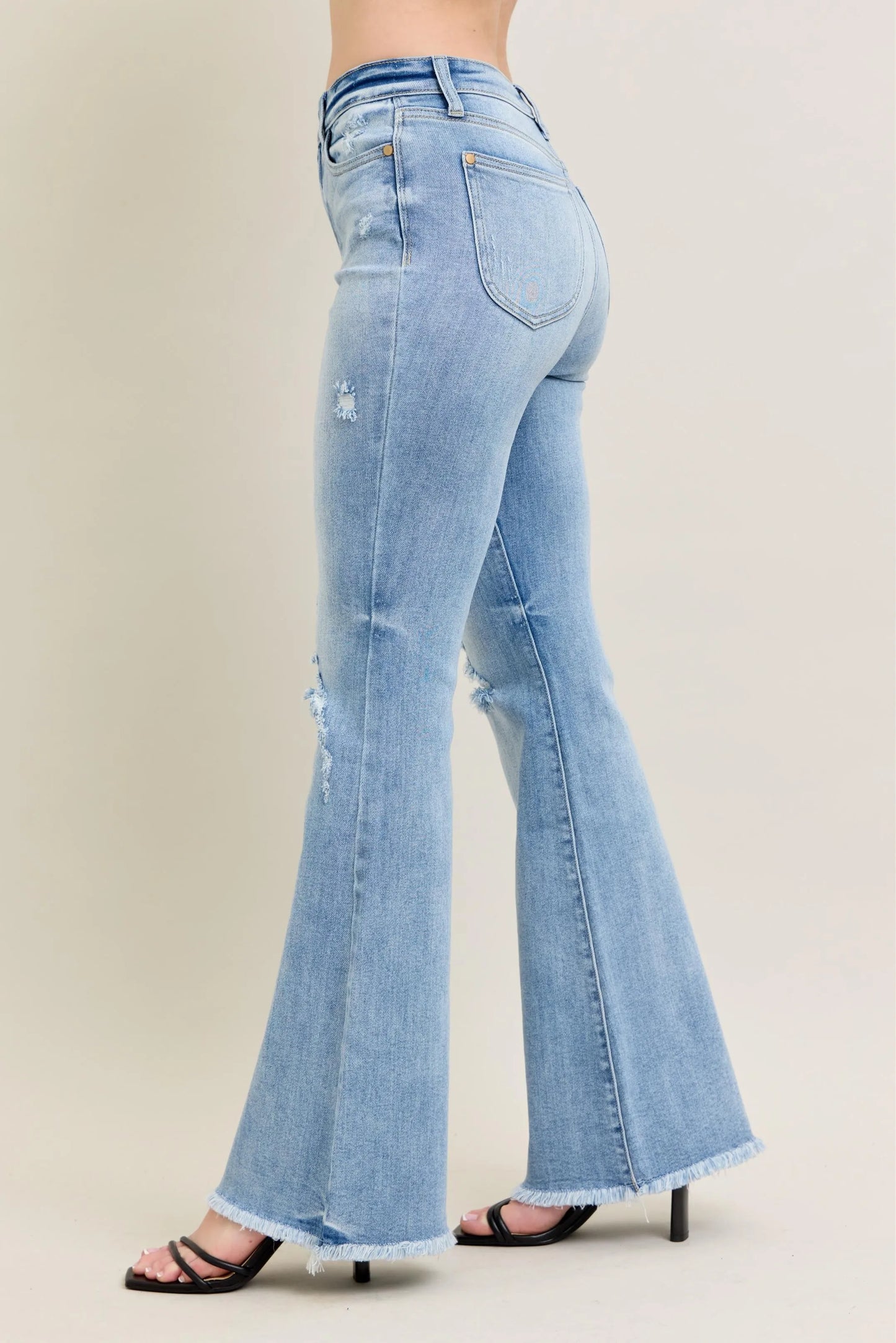 Judy Blue Full Size Hw Flare Jeans W/ Shield Pockets Plus Size - Premium Women / Jeans & Denim from Trendsi - Just $68.99! Shop now at Handbags Specialist Headquarter