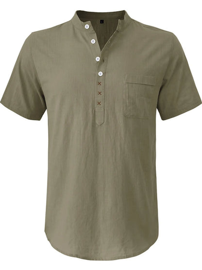Men's Casual Collar Short Sleeve Linen Polo Shirt - Premium Men's Polo shirt from Trendsi - Just $41.99! Shop now at Handbags Specialist Headquarter