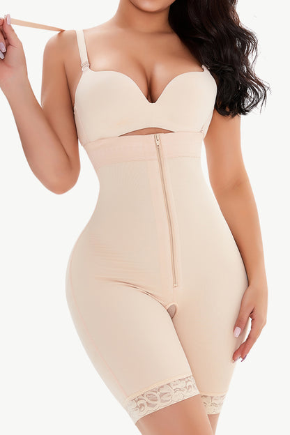 Full Size Lace Detail Zip-Up Under-Bust Shaping Bodysuit - Premium Bottoms from Trendsi - Just $40! Shop now at Handbags Specialist Headquarter