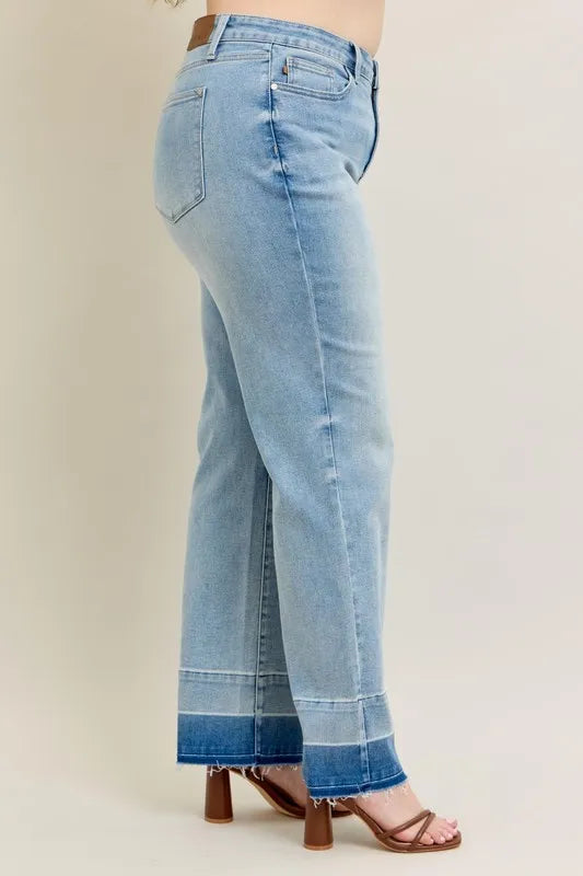 Judy Blue Full Size Mr Release Hem Wide Leg Jeans Plus Size - Premium Women / Jeans & Denim from Trendsi - Just $67.99! Shop now at Handbags Specialist Headquarter