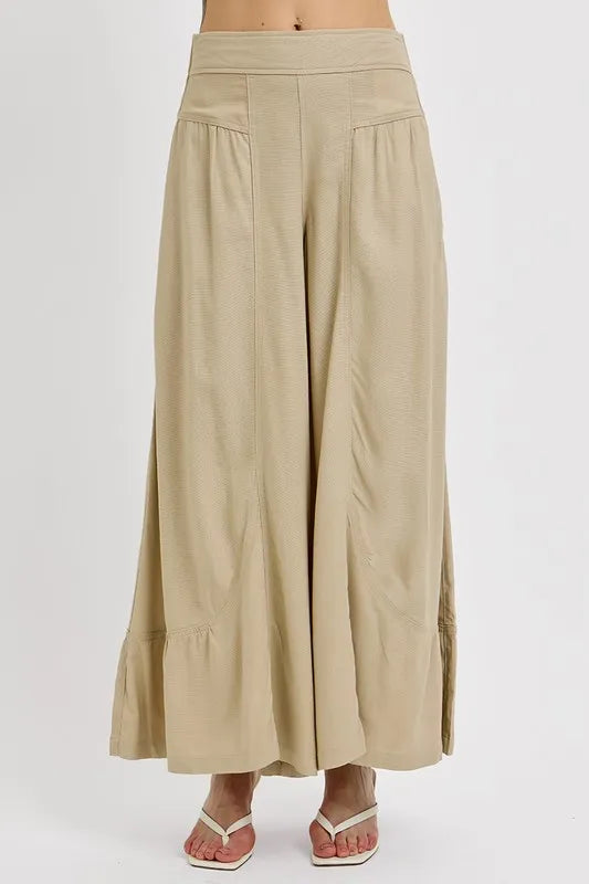 RISEN Shirring Detail Wide Leg Pants - Premium  from Trendsi - Just $55.99! Shop now at Handbags Specialist Headquarter