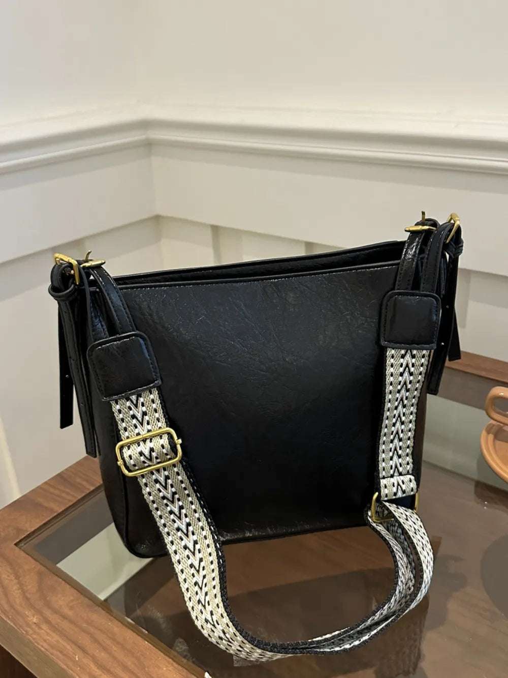 PU Leather Adjustable Strap Crossbody Bag with Pouch - Premium Crossbody Bag from Trendsi - Just $31.99! Shop now at Handbags Specialist Headquarter
