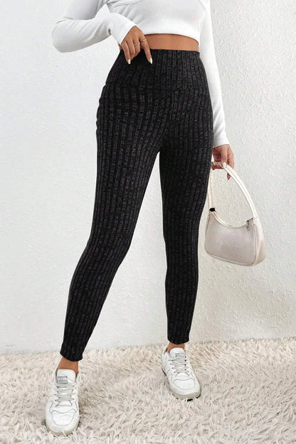 Ribbed High Waist Leggings - Premium Leggings from Trendsi - Just $40.47! Shop now at Handbags Specialist Headquarter