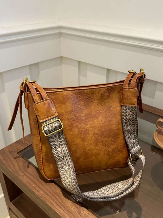 PU Leather Adjustable Strap Crossbody Bag with Pouch - Premium Crossbody Bag from Trendsi - Just $31.99! Shop now at Handbags Specialist Headquarter