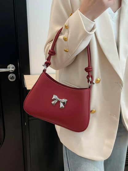 Bow PU Leather Knotted Strap Handbag.