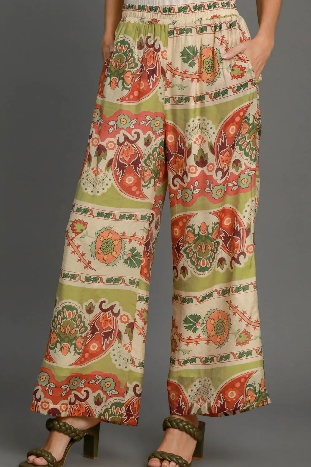 Umgee Full Size Wide Leg Border Print Pants Plus Size - Premium  from Trendsi - Just $48.99! Shop now at Handbags Specialist Headquarter