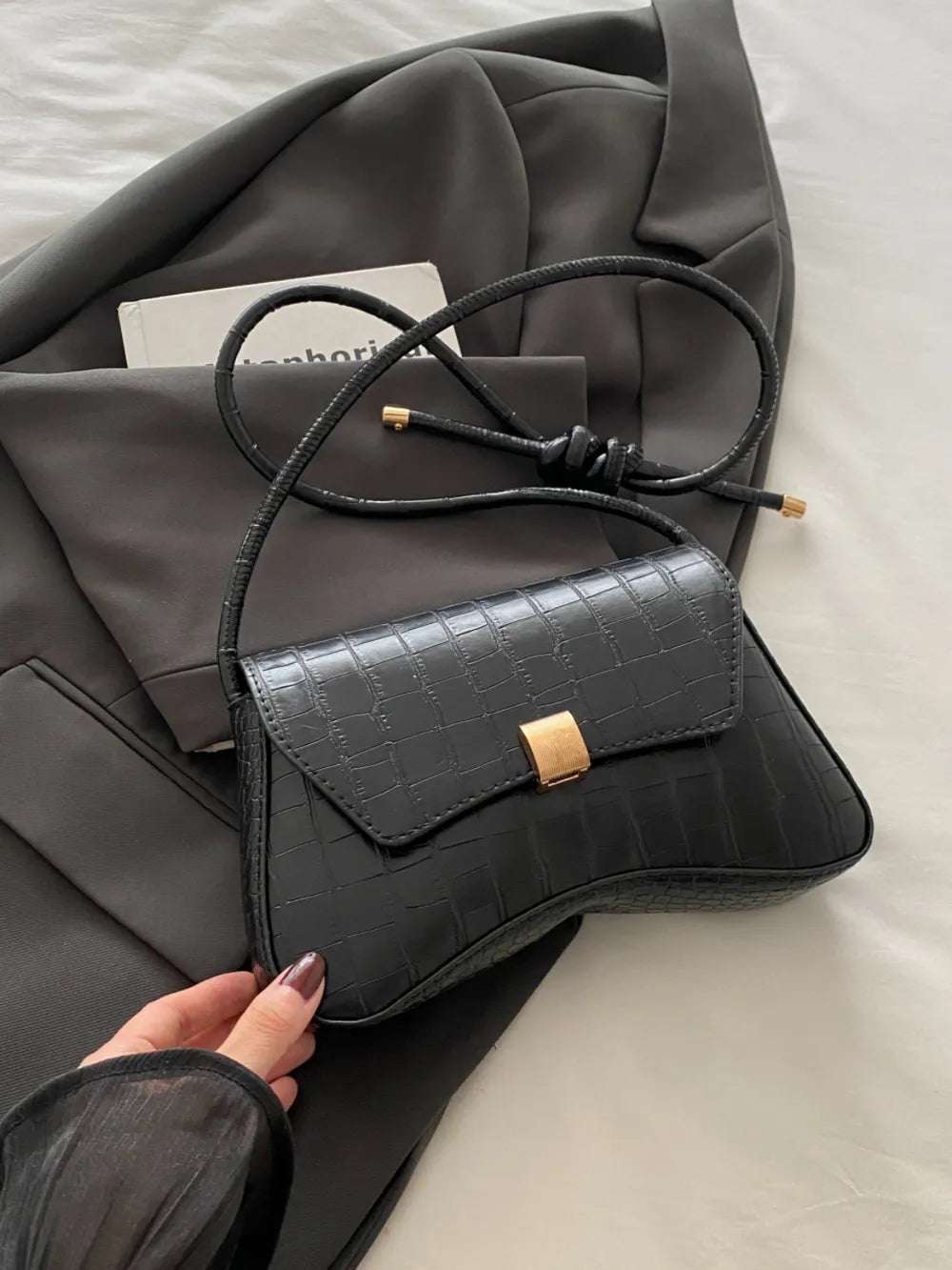 PU Leather Texture Crossbody Bag - Premium Crossbody Bag from Trendsi - Just $19.99! Shop now at Handbags Specialist Headquarter