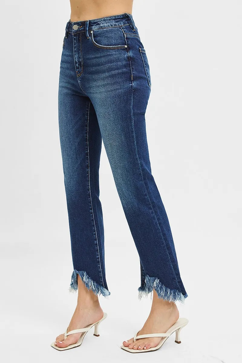 RISEN Full Size High Rise Crop Bootcut Fray Hem Jeans Plus Size - Premium Women / Jeans & Denim from Trendsi - Just $57.99! Shop now at Handbags Specialist Headquarter