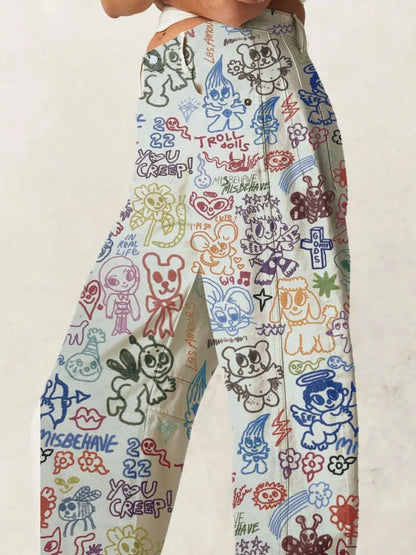 Printed Wide Leg Jeans - Premium Women / Jeans & Denim from Trendsi - Just $48.56! Shop now at Handbags Specialist Headquarter