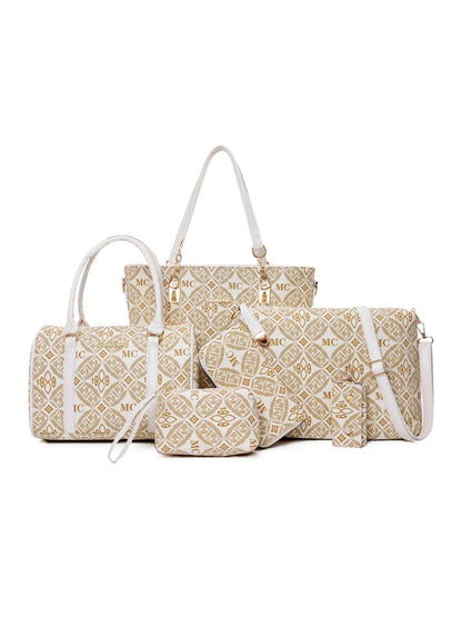 6-Piece Geometric Pattern Bag Set - Premium Wallet from Trendsi - Just $71.99! Shop now at Handbags Specialist Headquarter