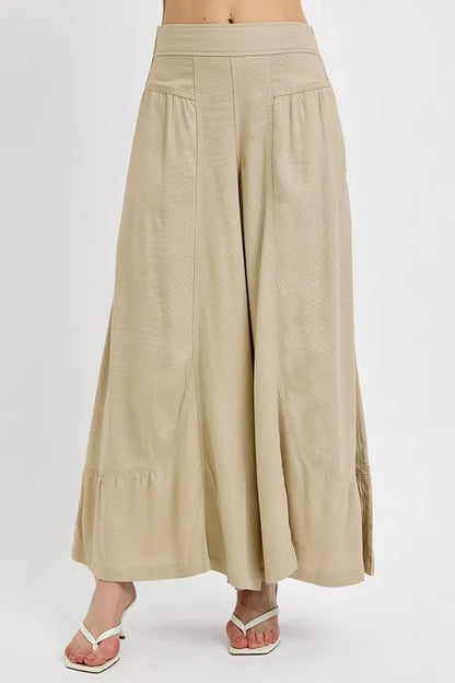 RISEN Shirring Detail Wide Leg Pants - Premium  from Trendsi - Just $55.99! Shop now at Handbags Specialist Headquarter