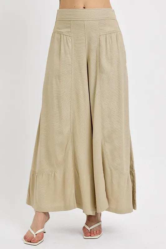RISEN Shirring Detail Wide Leg Pants - Premium  from Trendsi - Just $55.99! Shop now at Handbags Specialist Headquarter