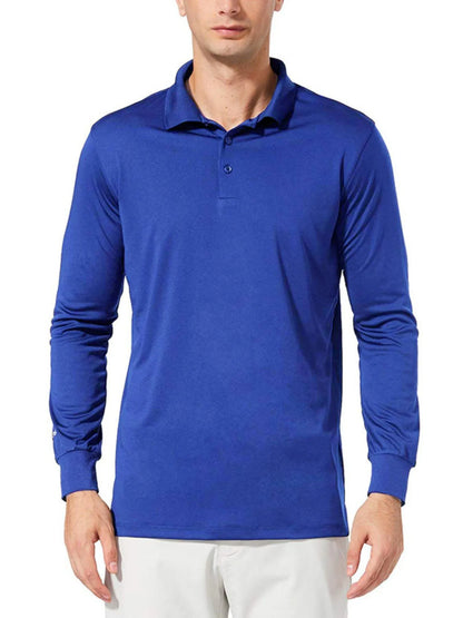 Long Sleeve Collared Neck Polo Shirt - Premium Men's Polo shirt from Trendsi - Just $34.99! Shop now at Handbags Specialist Headquarter