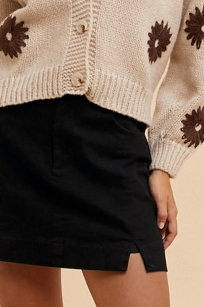 Annie Wear Comfort Stretch Cotton Slit Detailed Mini Skirt - Premium Skirts from Trendsi - Just $26.99! Shop now at Handbags Specialist Headquarter