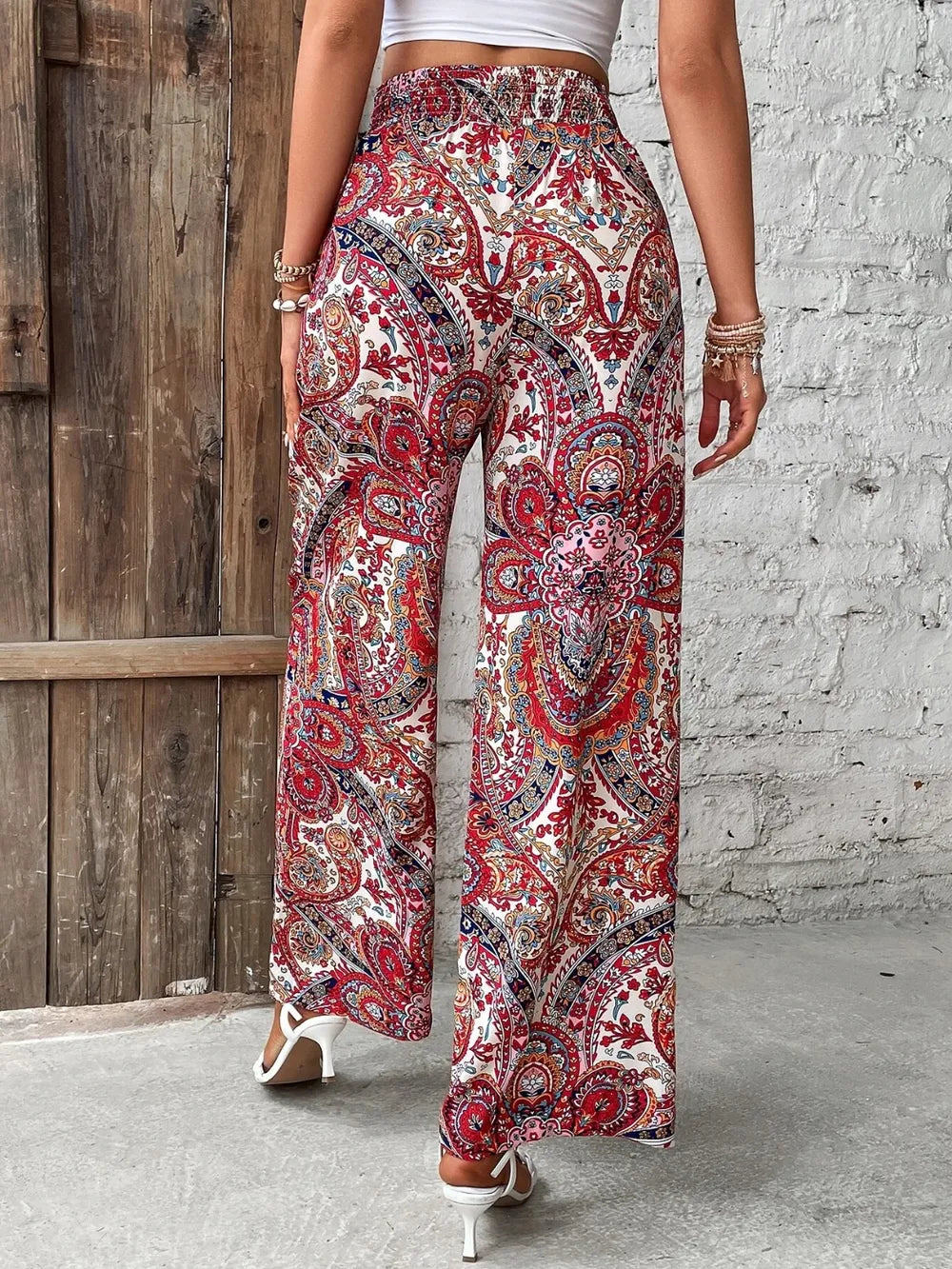 Printed Wide Leg Pants - Premium Women Pants from Trendsi - Just $27.99! Shop now at Handbags Specialist Headquarter