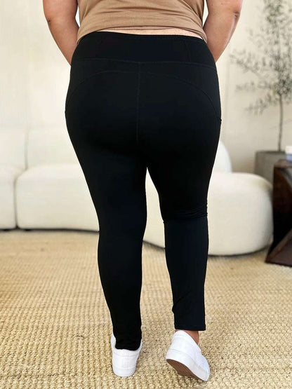 Wide Waistband Sports Leggings - Premium Leggings from Trendsi - Just $24! Shop now at Handbags Specialist Headquarter
