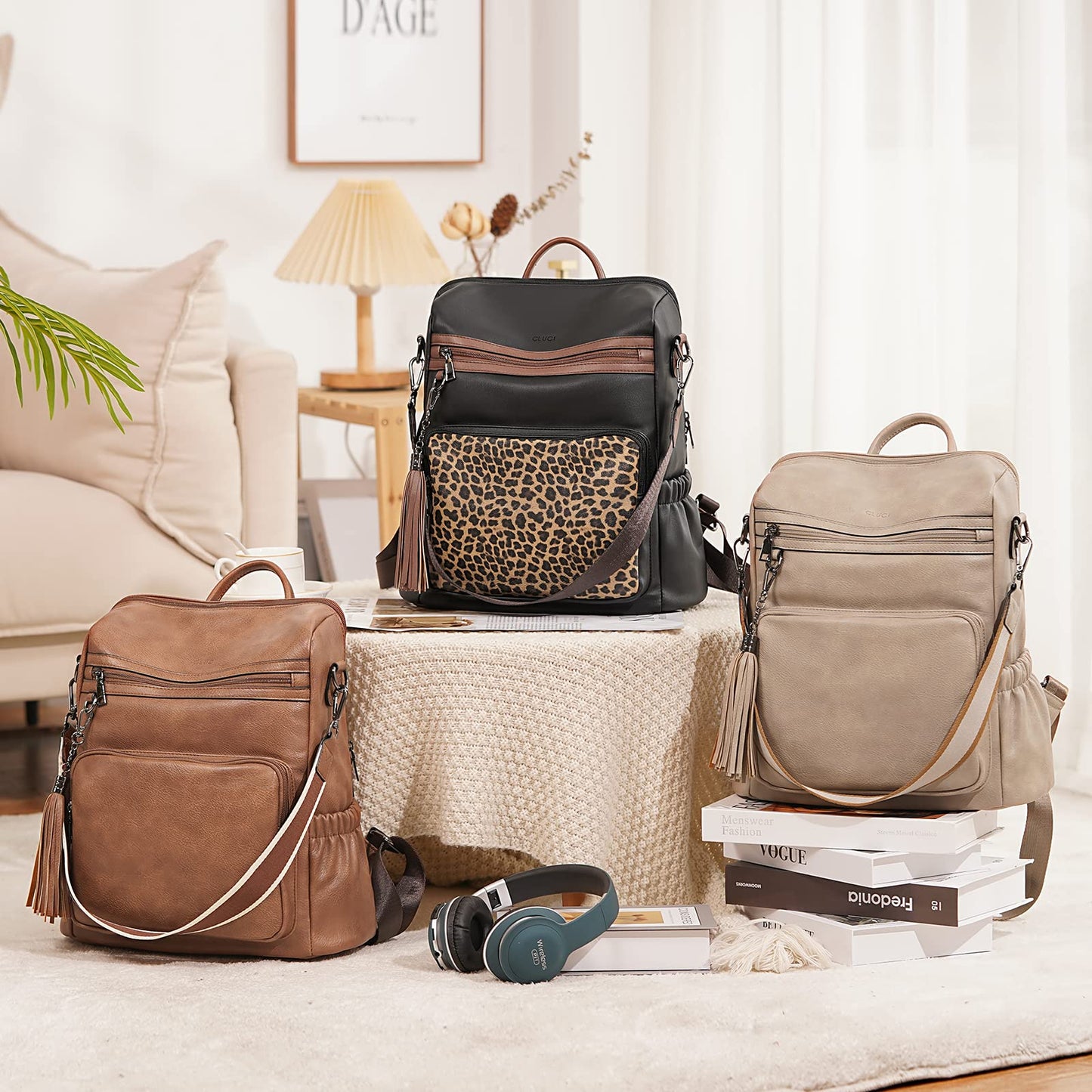 DUO-TONE Luxe Women's Leather Travel Backpack