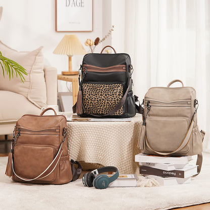 DUO-TONE Luxe Women's Leather Travel Backpack