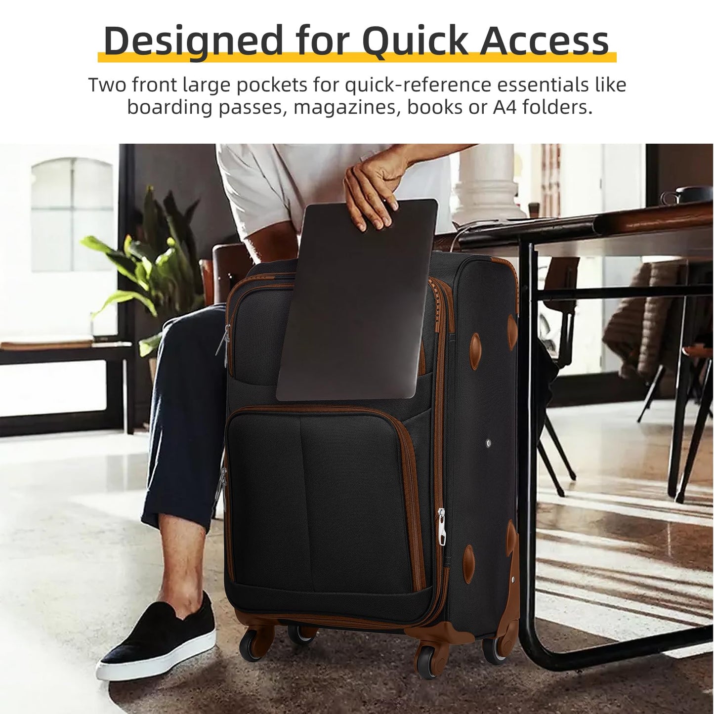 LARVENDER Expandable 5-Piece Spinner Luggage Set