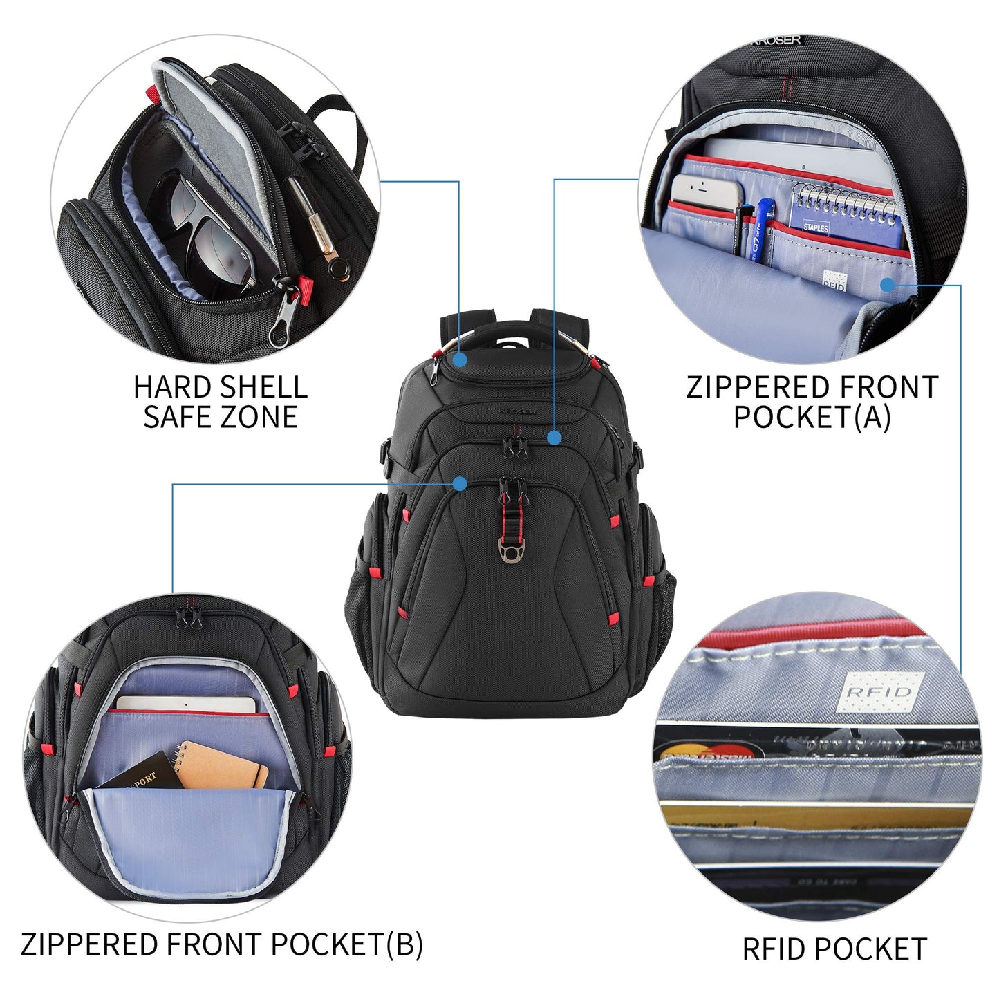 KROSER XL Shield Backpack - RFID & Water-Repellent