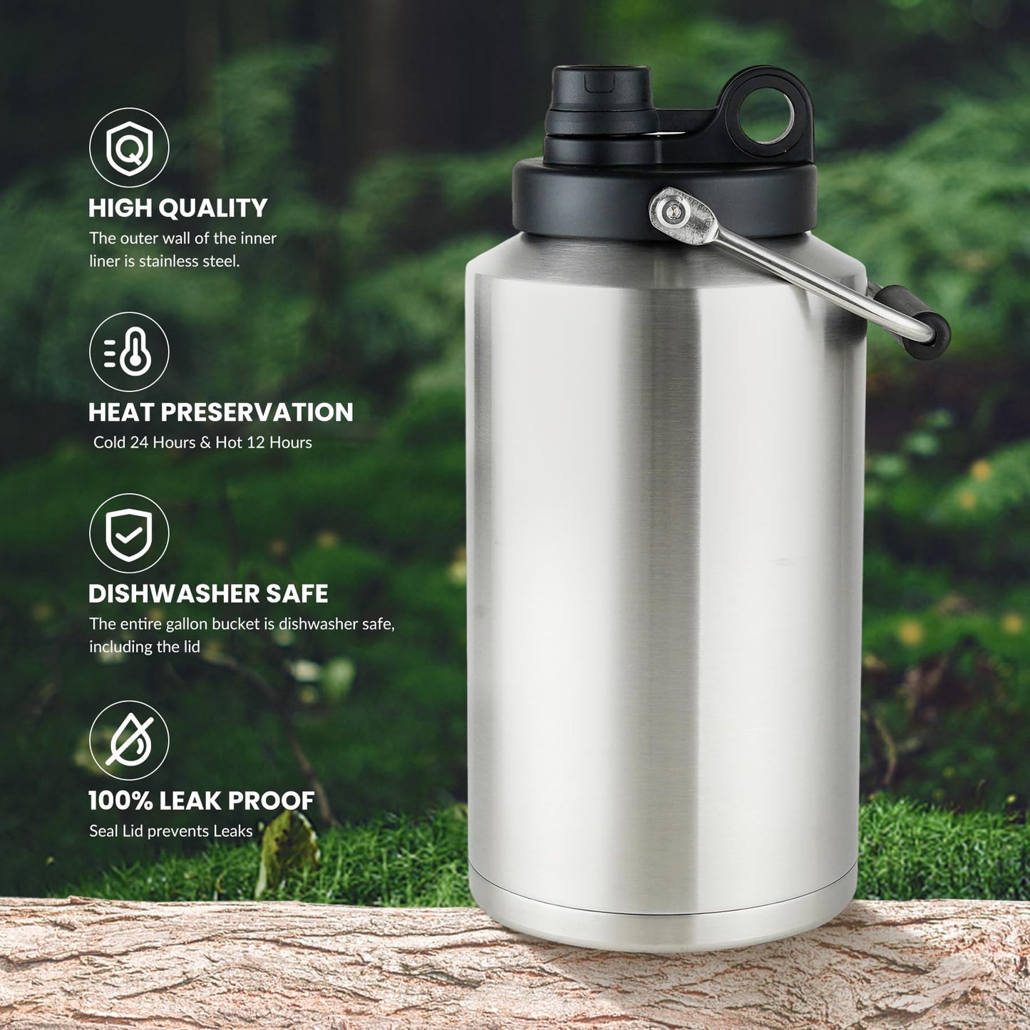 HydraGuard 128oz: Dual-Vacuum Stainless Water Jug