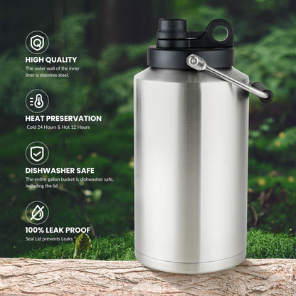 HydraGuard 128oz: Dual-Vacuum Stainless Water Jug