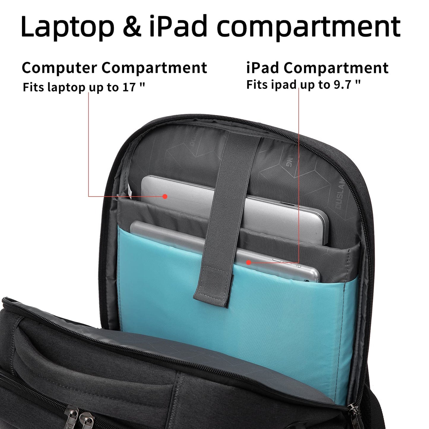 DUSLANG Travel Laptop Backpack with USB Port - Black