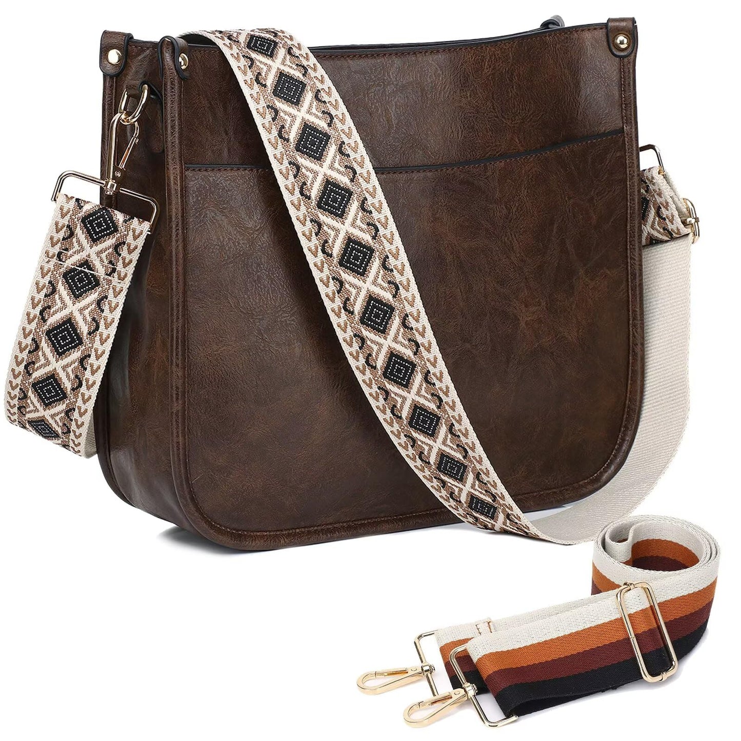AUYOCO Chic Vegan Leather Crossbody Bag with Strap