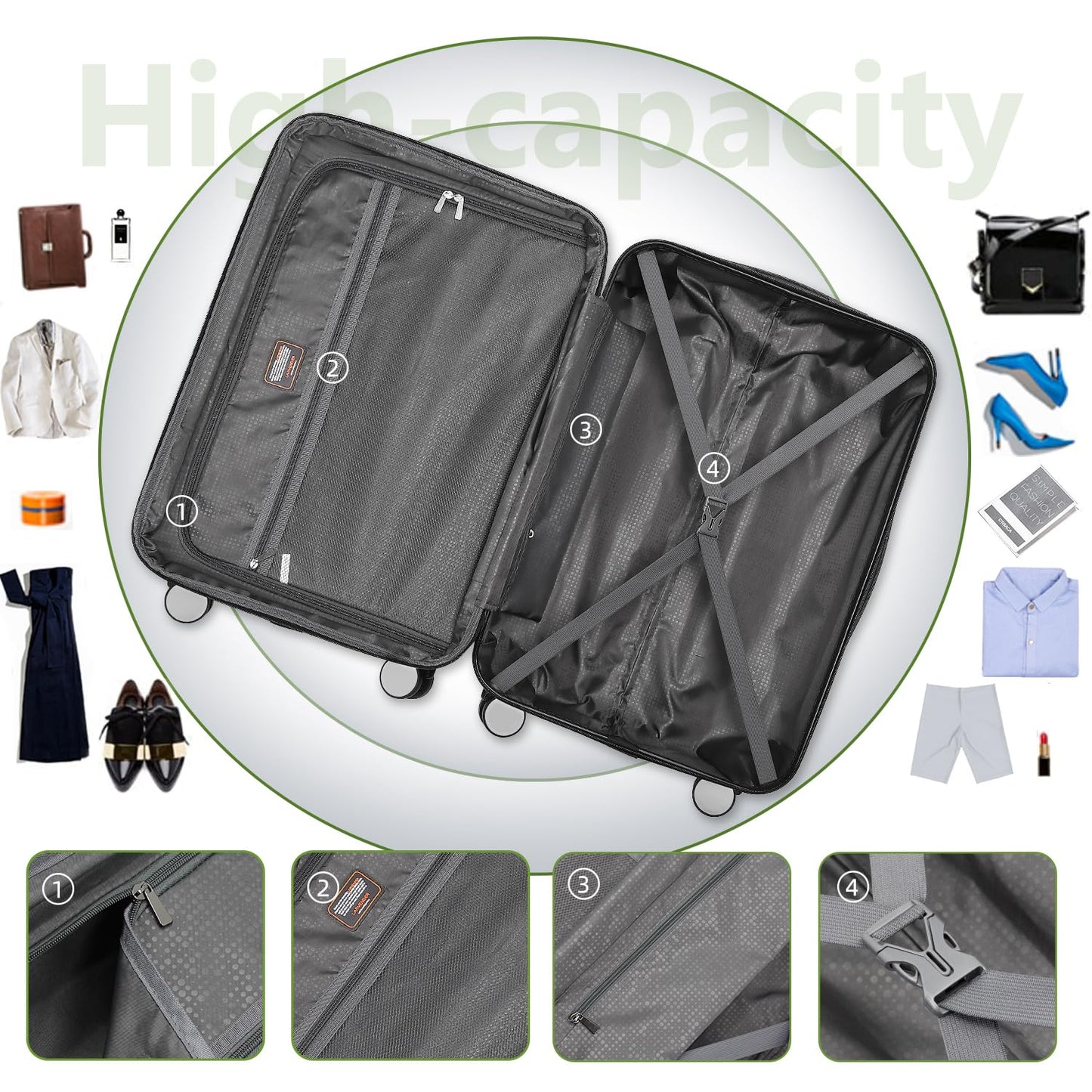 LAVENDER 6pc Hardside Spinner Luggage