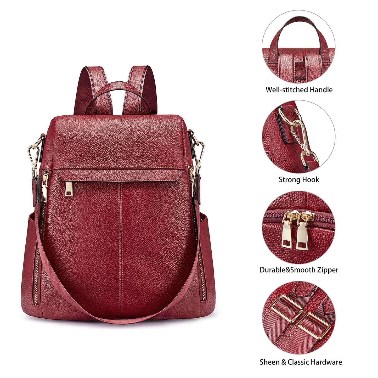 Kattee Women's Luxe Anti-Theft Leather Backpack Bag