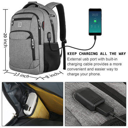SecureSlim Laptop Backpack with USB & Water Resistance