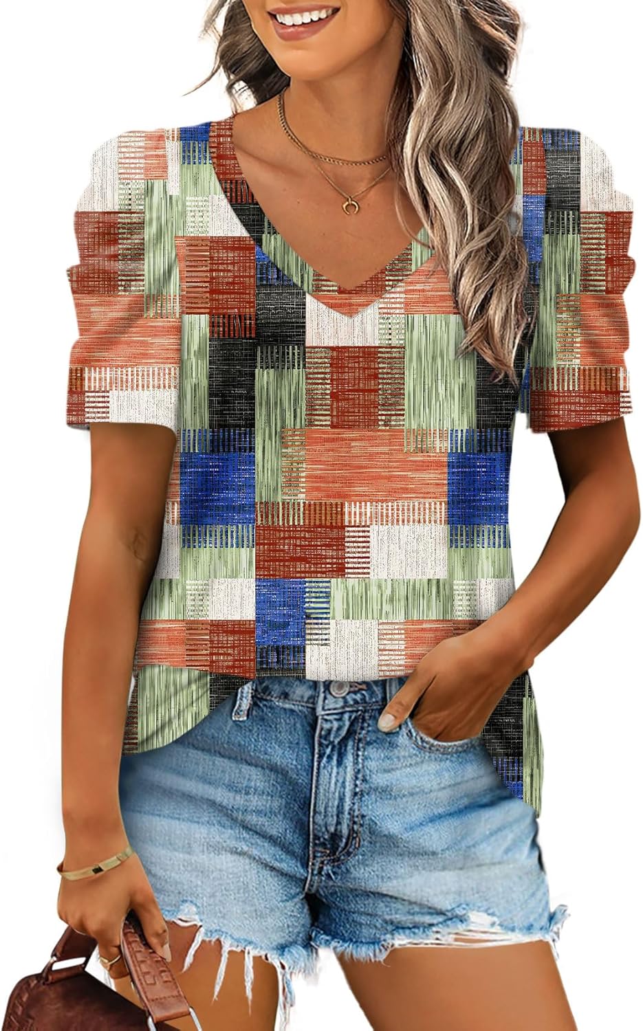 XIEERDUO Summer V-Neck Puff Sleeve Tee - All Sizes