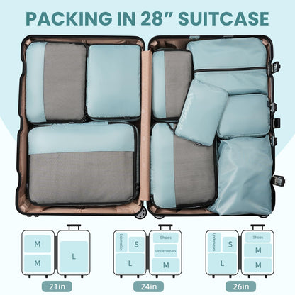 BAGAIL Travel Cubes: 8/9 Set Packing Organizers