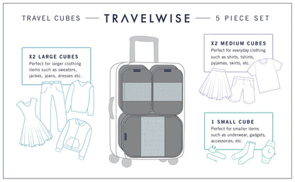 TravelWise Weekender Packing Cube Set - Silver 5-Piece