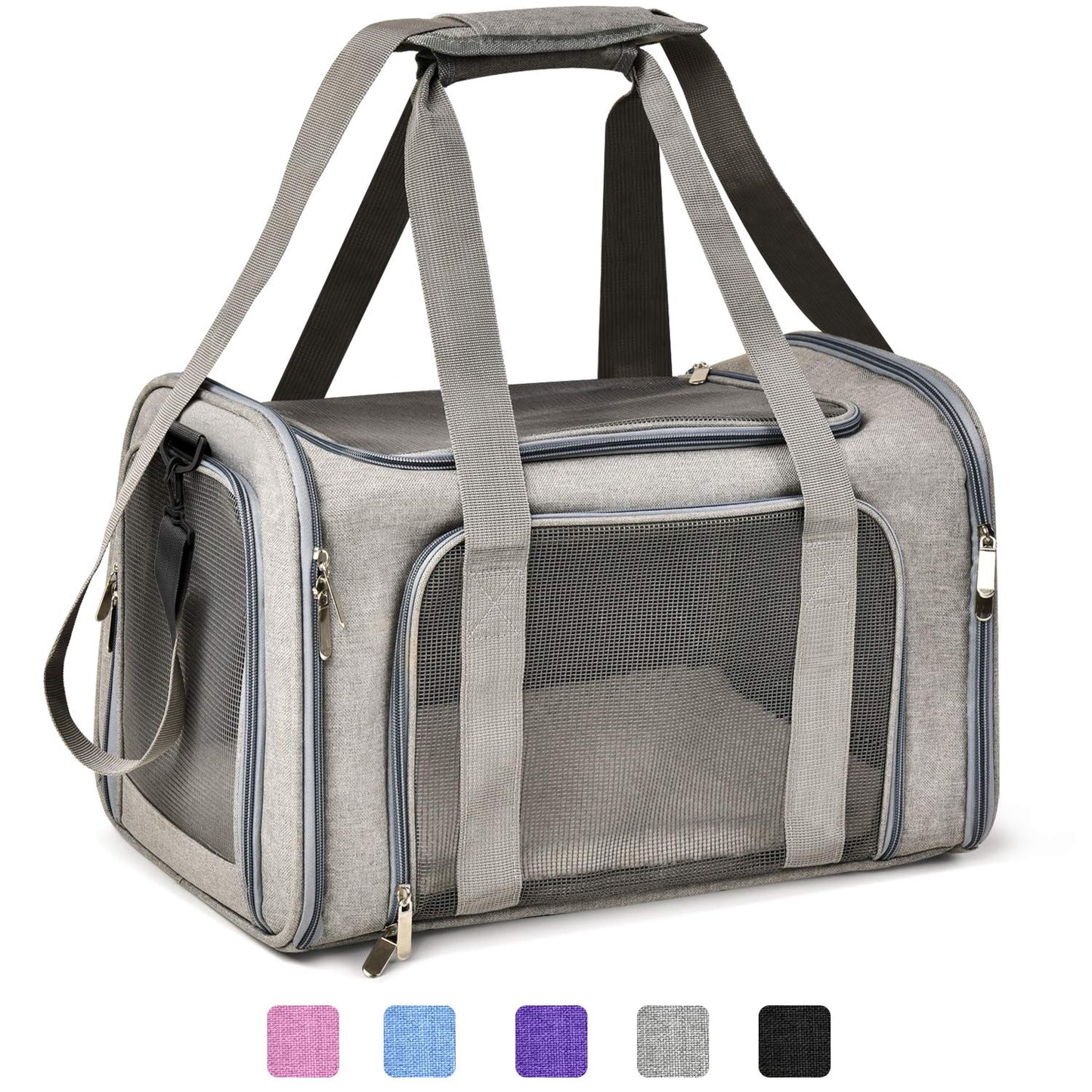 PawsVoyage: Grey TSA-Approved Pet Carrier (15lbs Max)