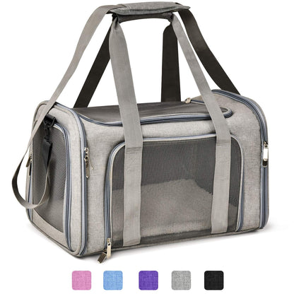 PawsVoyage: Grey TSA-Approved Pet Carrier (15lbs Max)