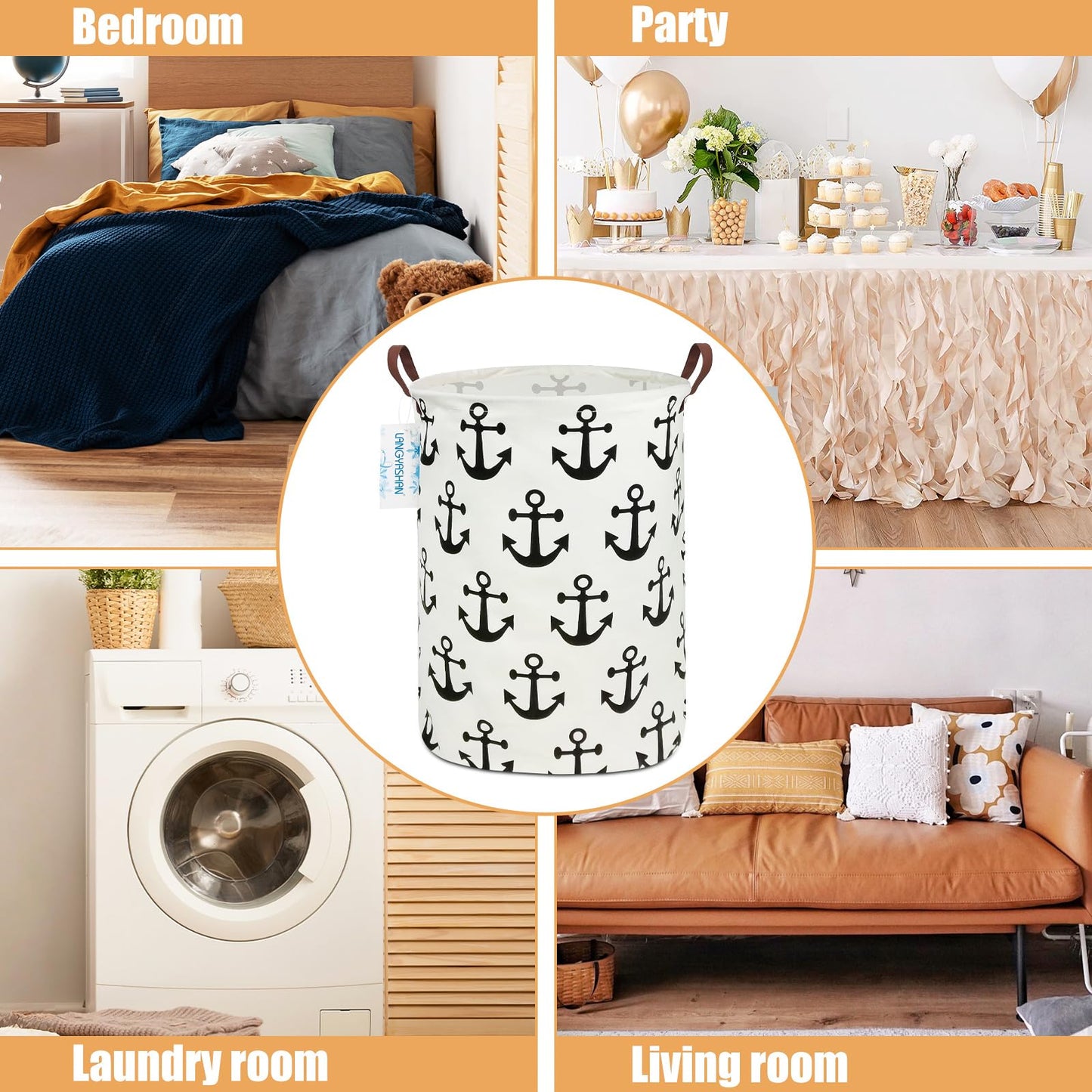 Collapsible Canvas Hamper by LANGYASHAN